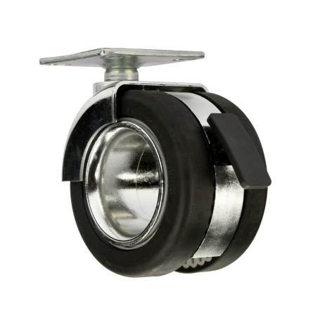 Roulette Rotola chrome et noir pivotante frein Ø65
