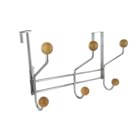 Patère 3T chrome boule bois