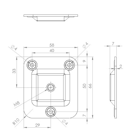 Platine fixation M8 pied de table