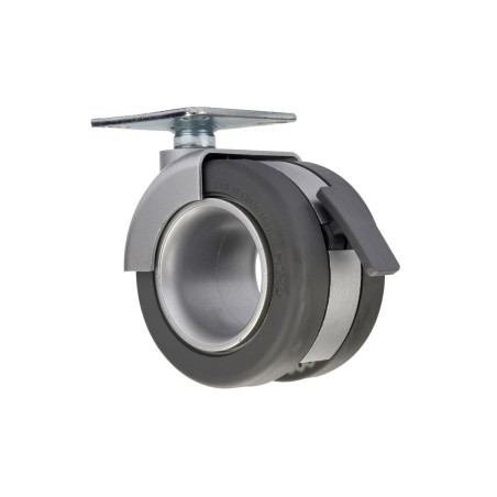 roulette rotola chrome et noir pivotante frein Ø65