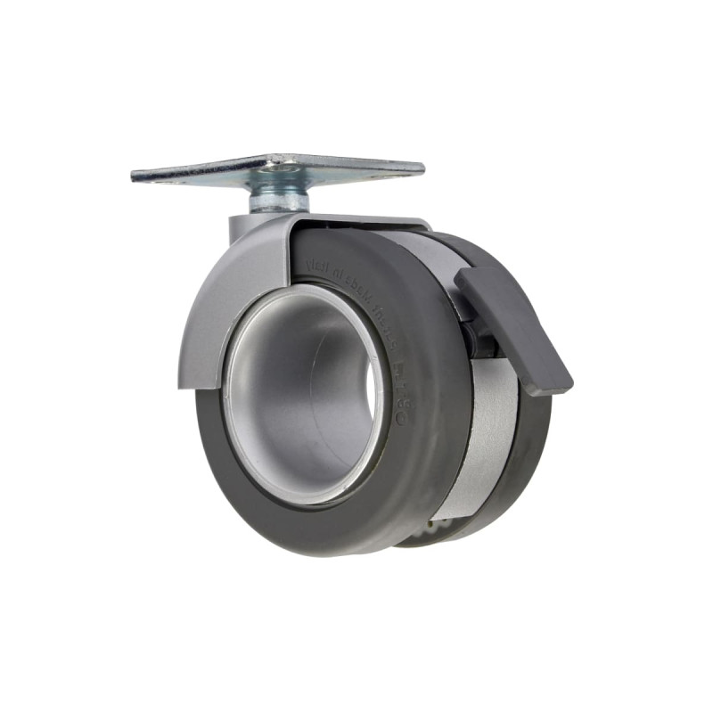 roulette rotola chrome et noir pivotante frein Ø65