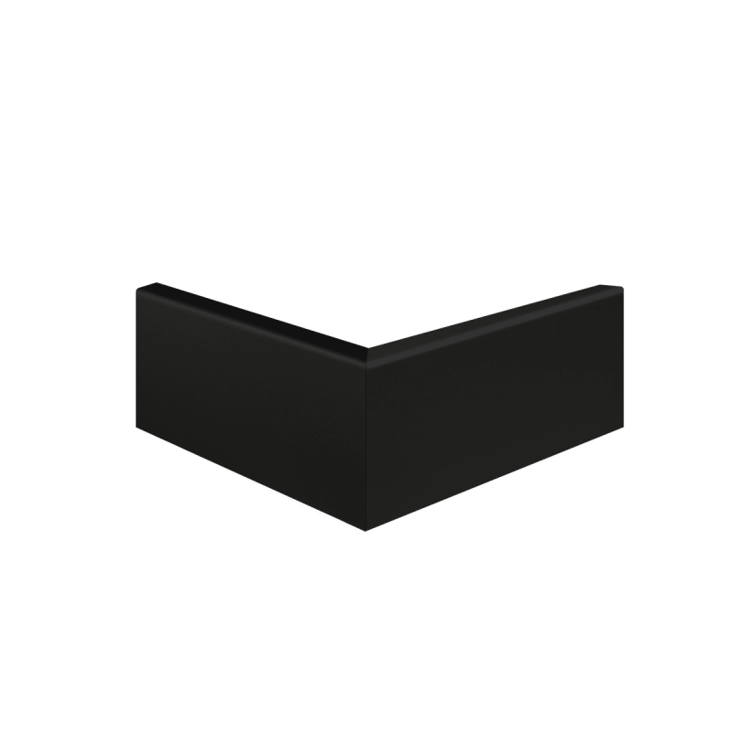 Coin parfait angle sortant plinthe droite noire 7,5 cm
