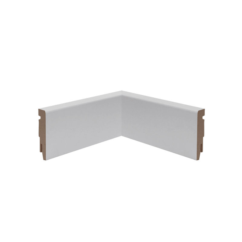 Coin parfait angle rentrant plinthe droite blanche 7,5 cm