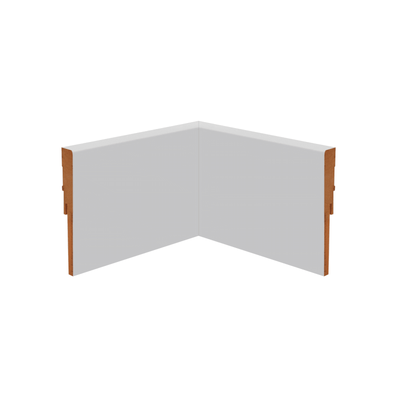 Coin parfait angle rentrant plinthe droite blanche 12 cm