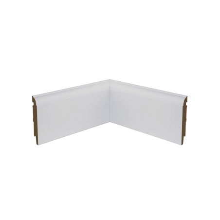 Coin parfait angle rentrant plinthe moulurée blanche 7,5 cm