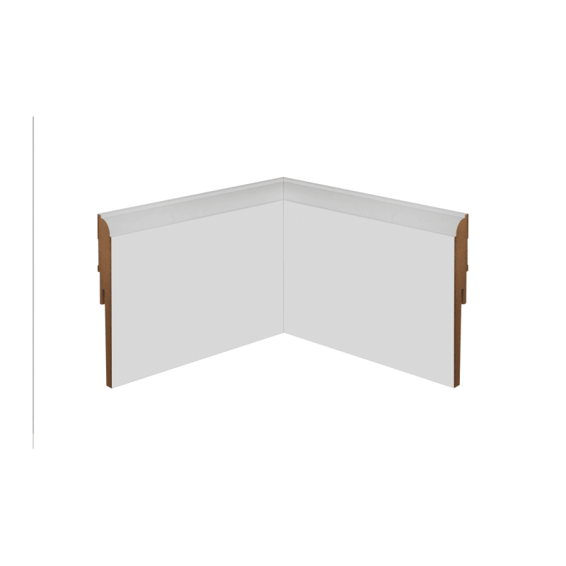 Coin parfait angle rentrant plinthe moulurée blanche 12 cm