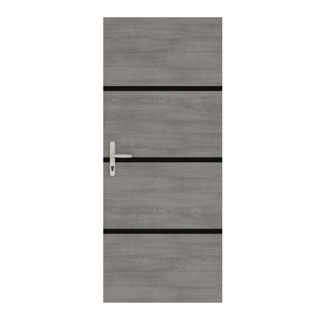 Kit rénovation porte gris agate et profilés noirs