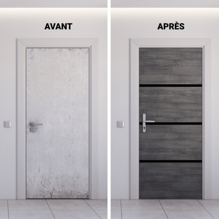 Kit rénovation porte gris agate et profilés noirs