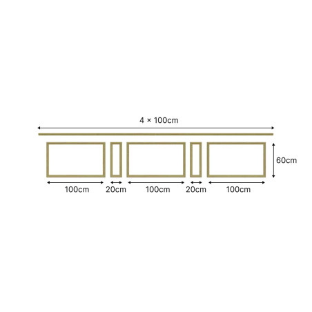 Kit moulure décor 2 - 370 à 400cm - Moulure murale bois 100%FSC pour soubassement