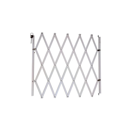Barrière animaux rétractable Stop’Fix blanche hauteur 83cm et largeur de 60 à 110cm