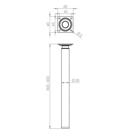 Pied réglable en hauteur 30/50cm acier chromé