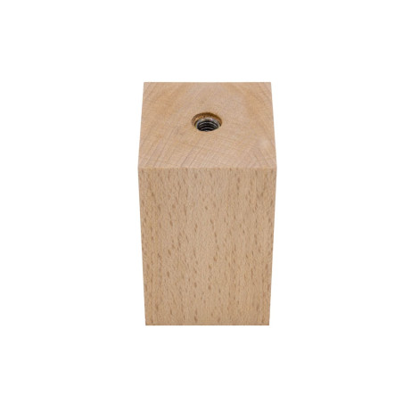 Pied de lit carré Ø5 H.8cm Hêtre brut avec insert Ø8