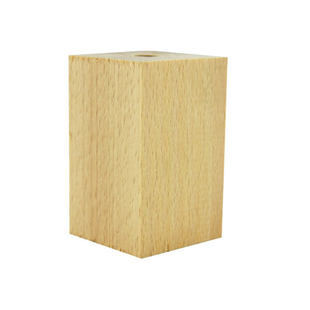 Pied de lit carré Ø5 H.8cm Hêtre brut avec insert Ø8