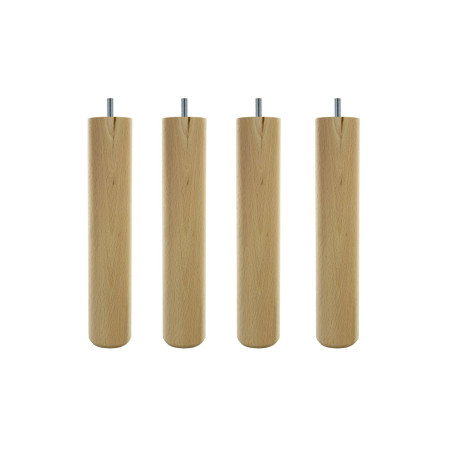 Lot de 4 Pieds de lit cylindriques Ø6 H.15cm Hêtre brut avec tige filetée Ø8