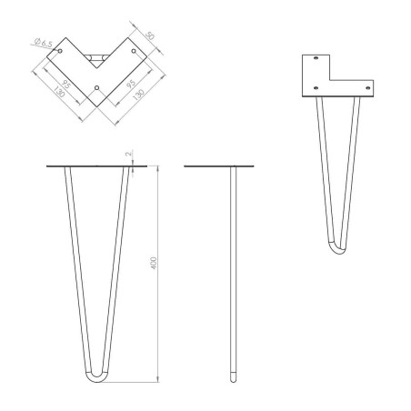 Pied de table basse filaire acier blanc H.40cm