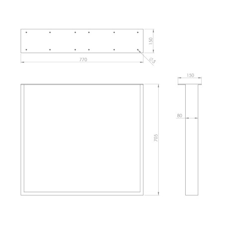 Pied cadre acier noir H.70cm L.77cm