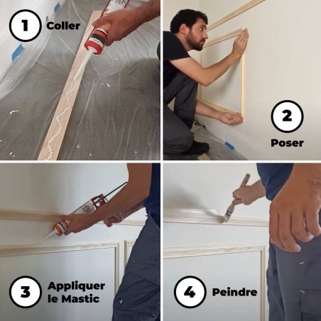 Encadrement mouluré 20 x 20 cm avec moulures pré-découpées