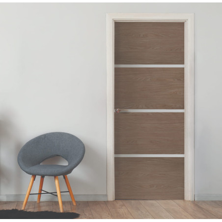 Kit de rénovation de porte décor chêne fumé pour porte intérieure profil alu