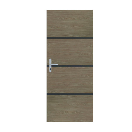 Kit de rénovation de porte décor chêne fumé profil noir adhésif