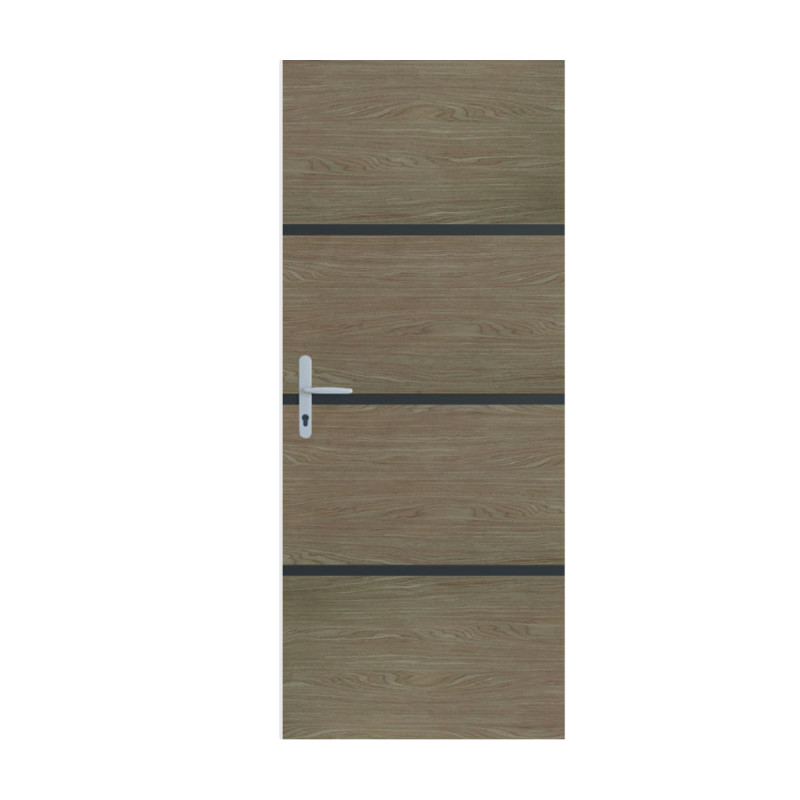 Kit de rénovation de porte décor chêne fumé profil noir adhésif