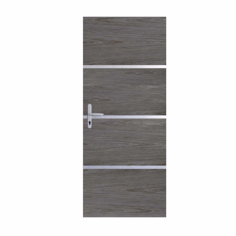 Kit de rénovation de porte décor chêne grisé profil gris alu adhésif