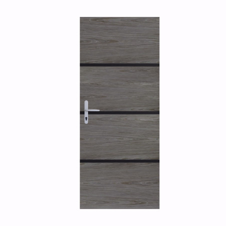 Kit de rénovation de porte décor chêne grisé pour porte intérieure profil noir