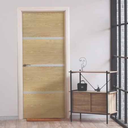 Kit de rénovation de porte décor chêne pour porte intérieure profil alu