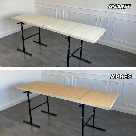 Photo avant après la rénovation d'une porte avec le kit Nordlinger PRO