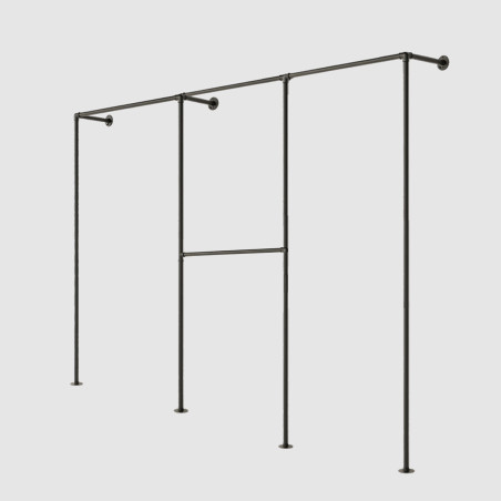 T-Connect Loft Plus dressing métal noir ouvert pour chambre