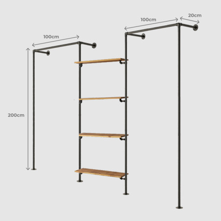 T-Connect Urban Dressing ouvert avec penderie et étagère dimensions