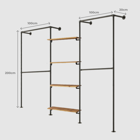 T-Connect Urban Extra Dressing 300x200cm métal noir dimensions