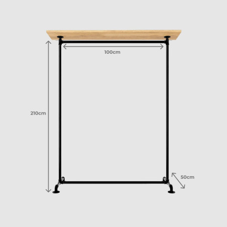 T-Connect Factory - Portant vêtement autoportant - Dimensions