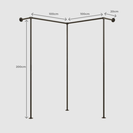T-Connect Corner - Dressing ouvert angle - Dimensions