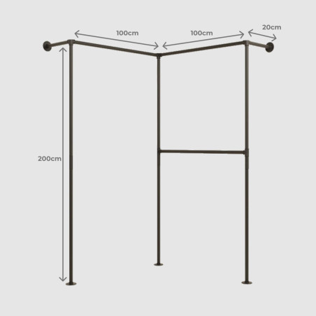 T-Connect Corner Plus - Dressing ouvert angle - Dimensions