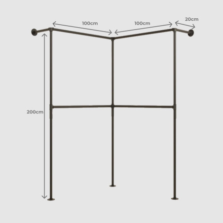 T-Connect Corner Extra - Dressing ouvert angle - Dimensions