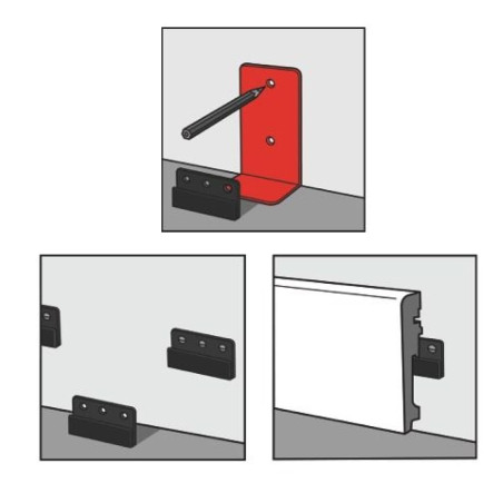 Schéma pose clips de plinthe