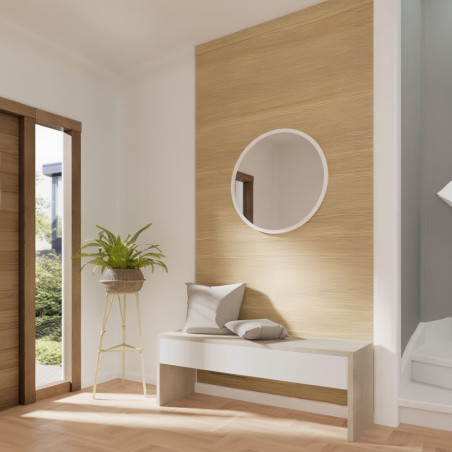 Plaque déco bois chêne clair dans entrée