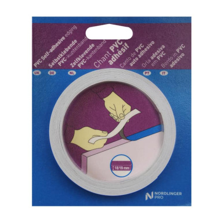 Bande de chant adhésif pvc blanc 16/19mm