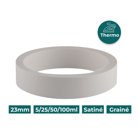 Bande de chant Mélaminée 23mm pré-encollé Blanc P099 Satiné Grainé