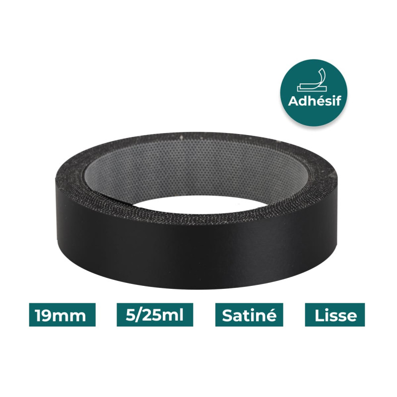 Bande de chant Noir I264 19mm Mélaminée Adhésif Satiné Lisse