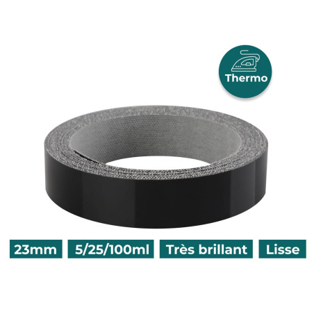 Bande de chant Noir I264 23mm Mélaminée pré-encollé Très Brillant Lisse