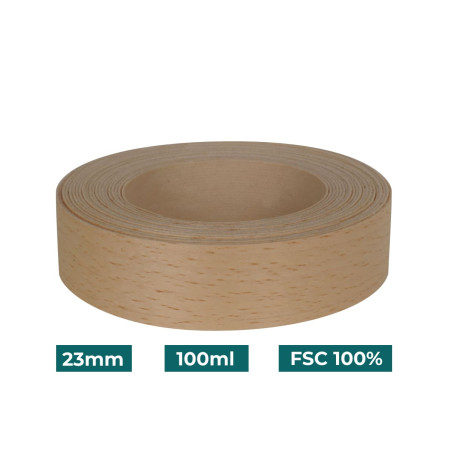 Bande de chant Hêtre Bois véritable non-encollé 23mm