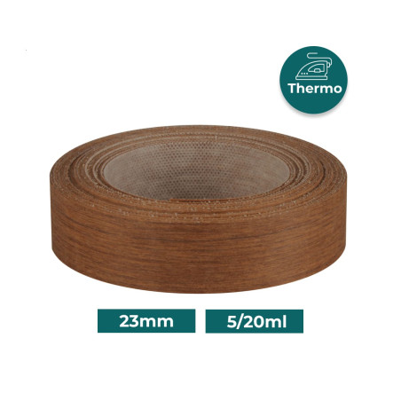 Bande de chant Teck Bois véritable pré-encollé 23mm