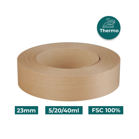 Bande de chant Érable Bois véritable pré-encollé 23mm