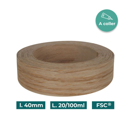 Bande de chant Chêne Bois véritable non-encollé 40mm