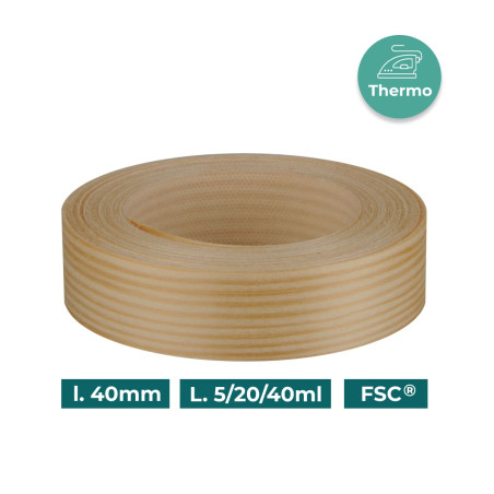 Bande de chant Pin Bois véritable pré-encollé 23mm