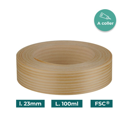 Bande de chant non encollé pin bois véritable 23mm x 100m