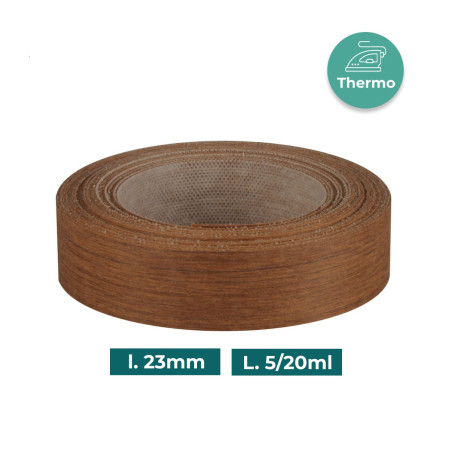 Bande de chant Teck Bois véritable pré-encollé 23mm