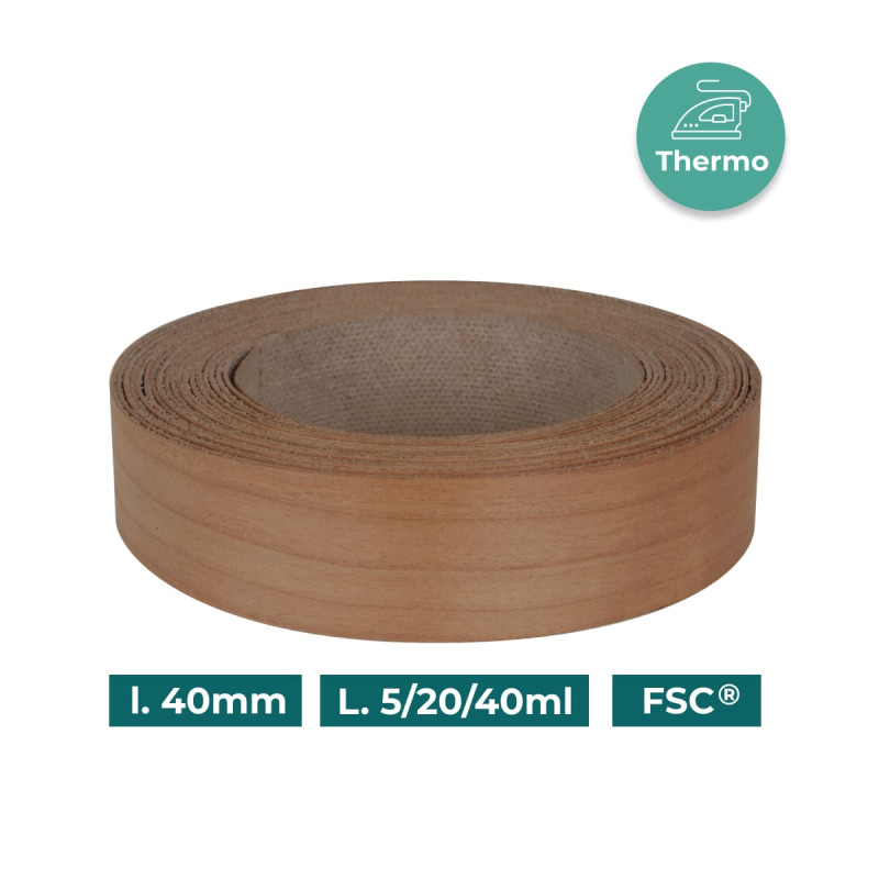 Bande de chant Merisier Bois véritable pré-encollé 23mm