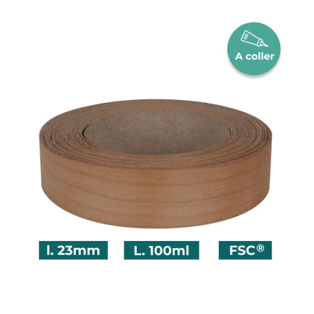 Bande de chant Merisier Bois véritable non-encollé 23mm x 100ml